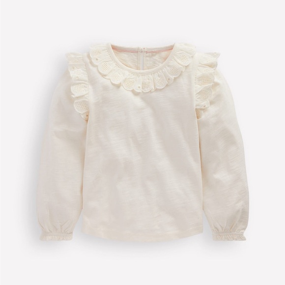 Mini Boden Other - Mini Boden Broderie Heart Trim Top